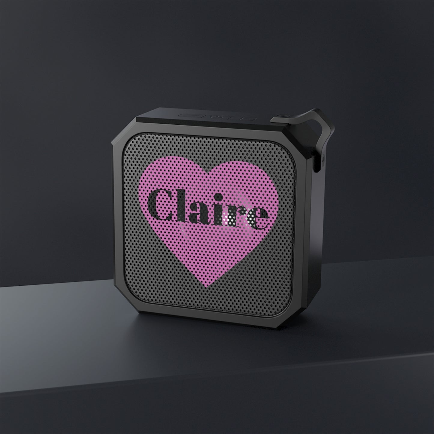 Personalized Bluetooth Speaker — Pink Heart Design with Name (Claire)
