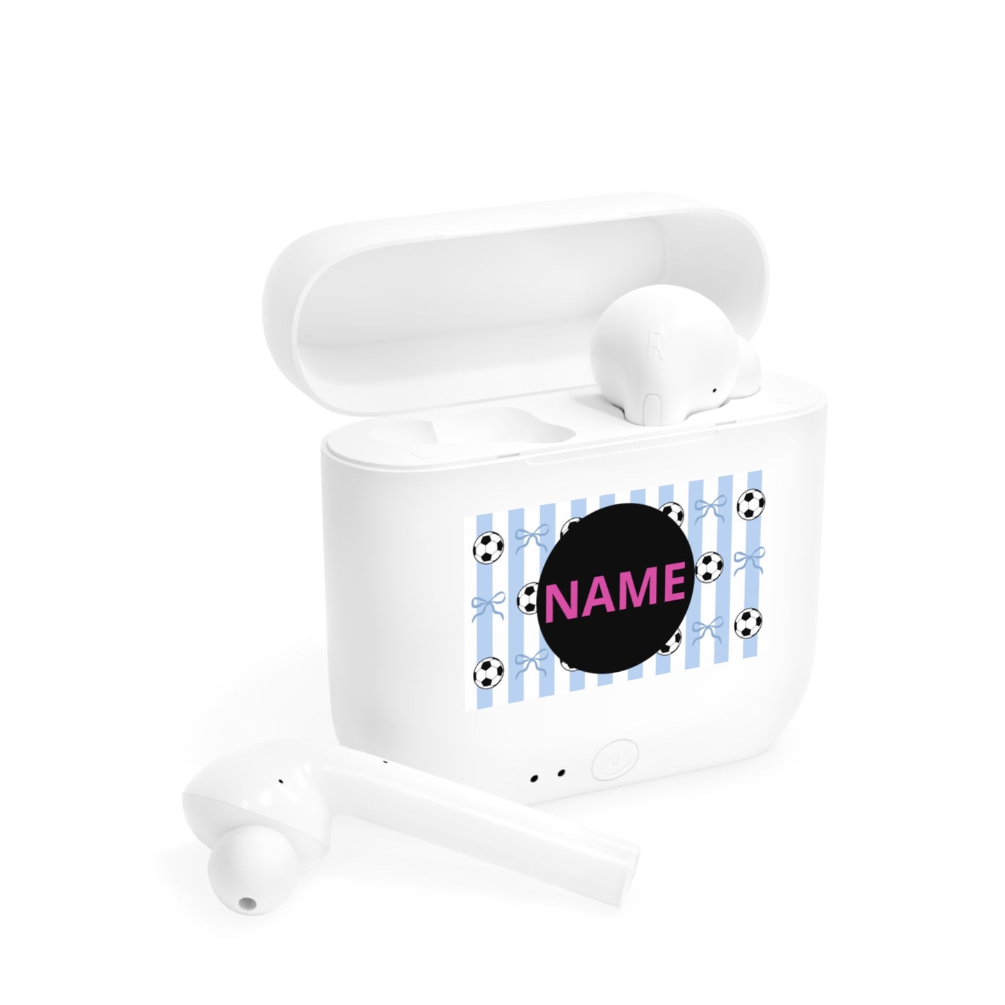 Goal Getter Pods Case- Personalized Soccer Pattern Wireless Earbuds Case — Custom Name