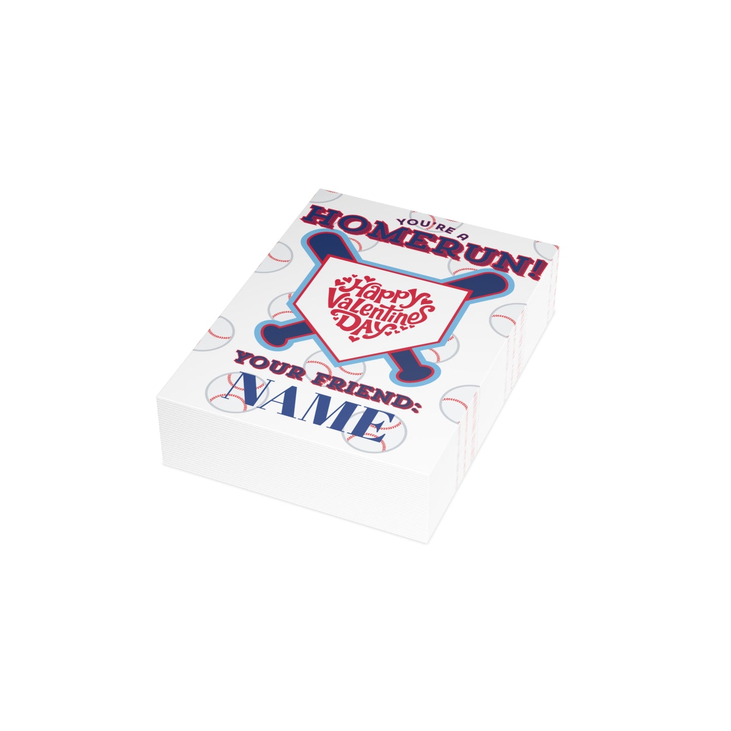 Personalized Homerun Valentines Day Cards