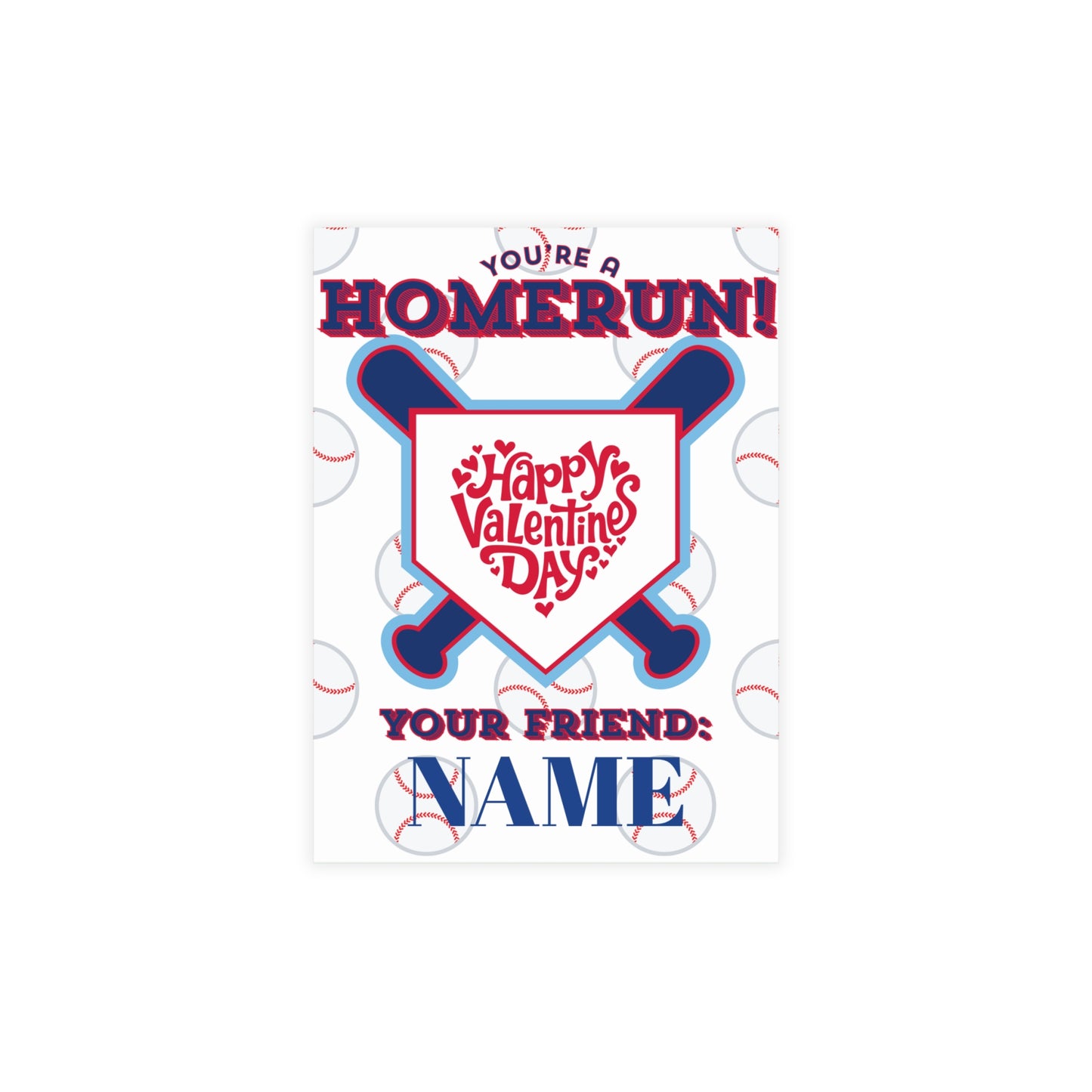 Personalized Homerun Valentines Day Cards