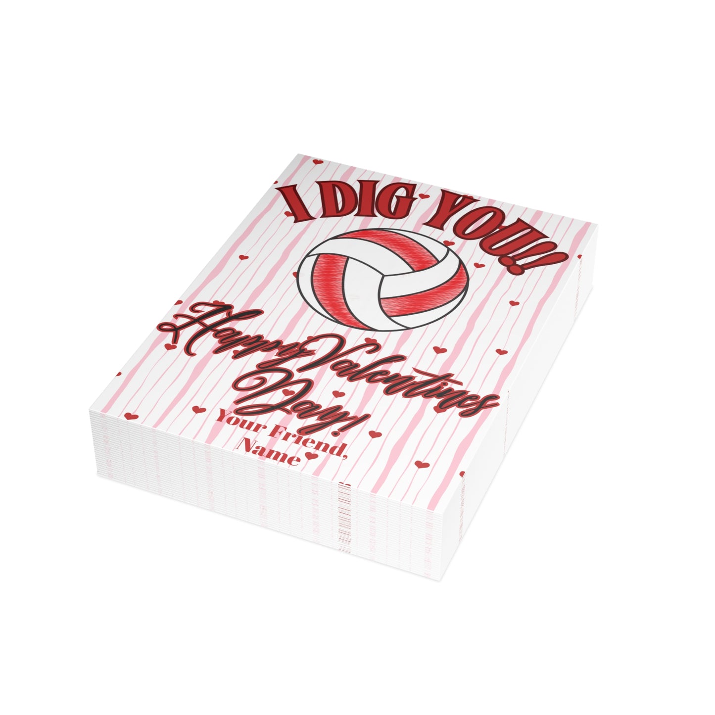 Volleyball Valentines Day Card Bundle- I Dig You- Volleyball Valentines (envelopes included)