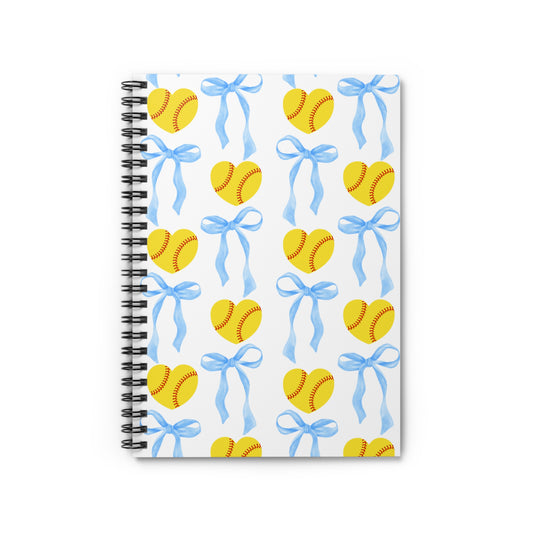 The Preppy Bow Softball Notebook — Cute Blue Bow Ruled Journal