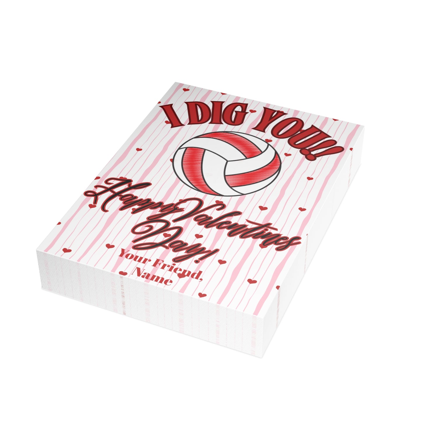 Volleyball Valentines Day Card Bundle- I Dig You- Volleyball Valentines (envelopes included)
