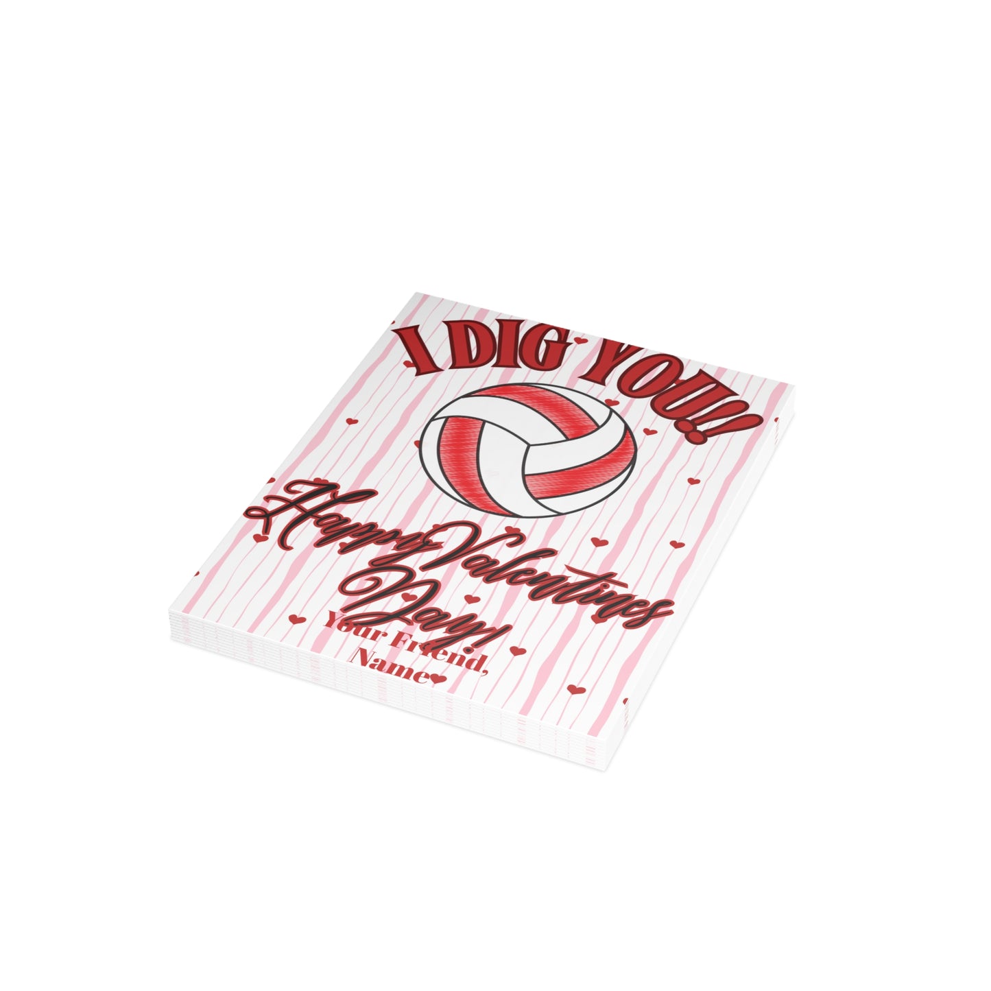 Volleyball Valentines Day Card Bundle- I Dig You- Volleyball Valentines (envelopes included)