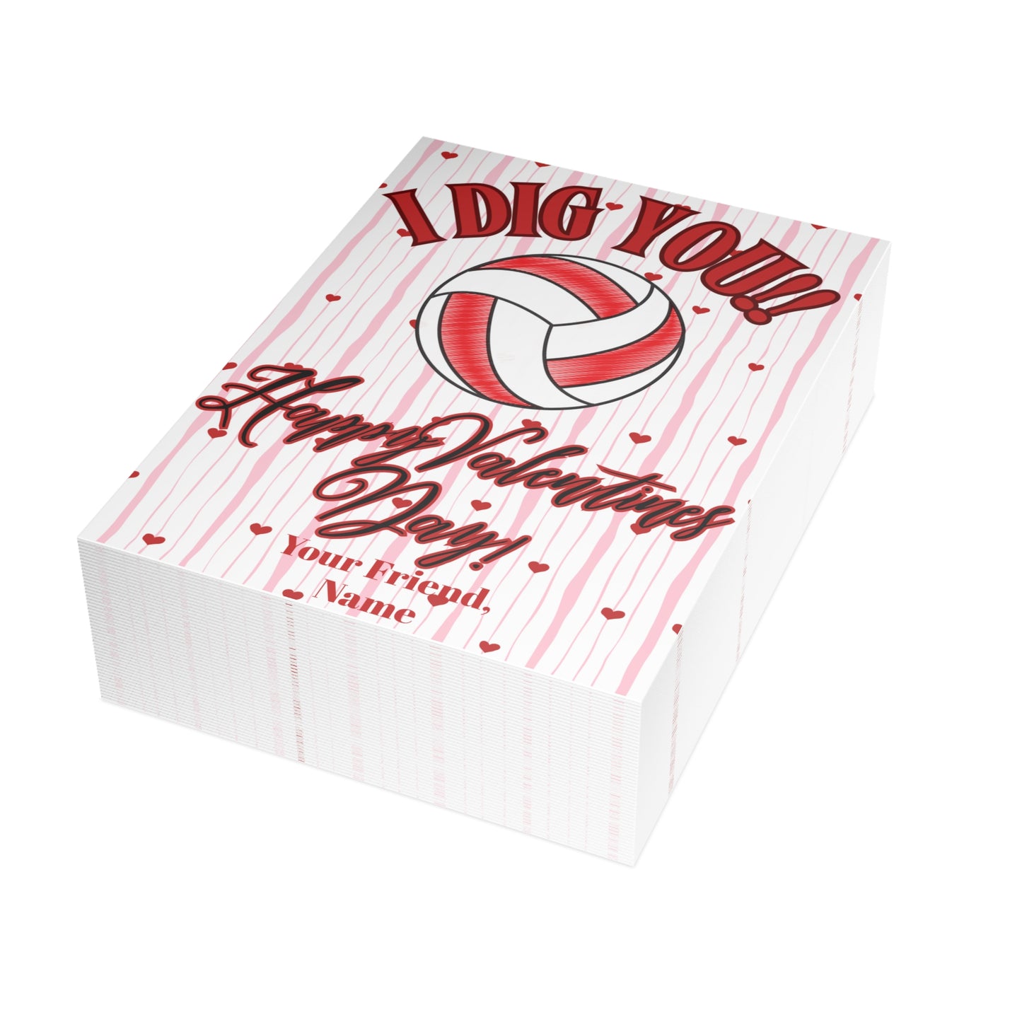 Volleyball Valentines Day Card Bundle- I Dig You- Volleyball Valentines (envelopes included)