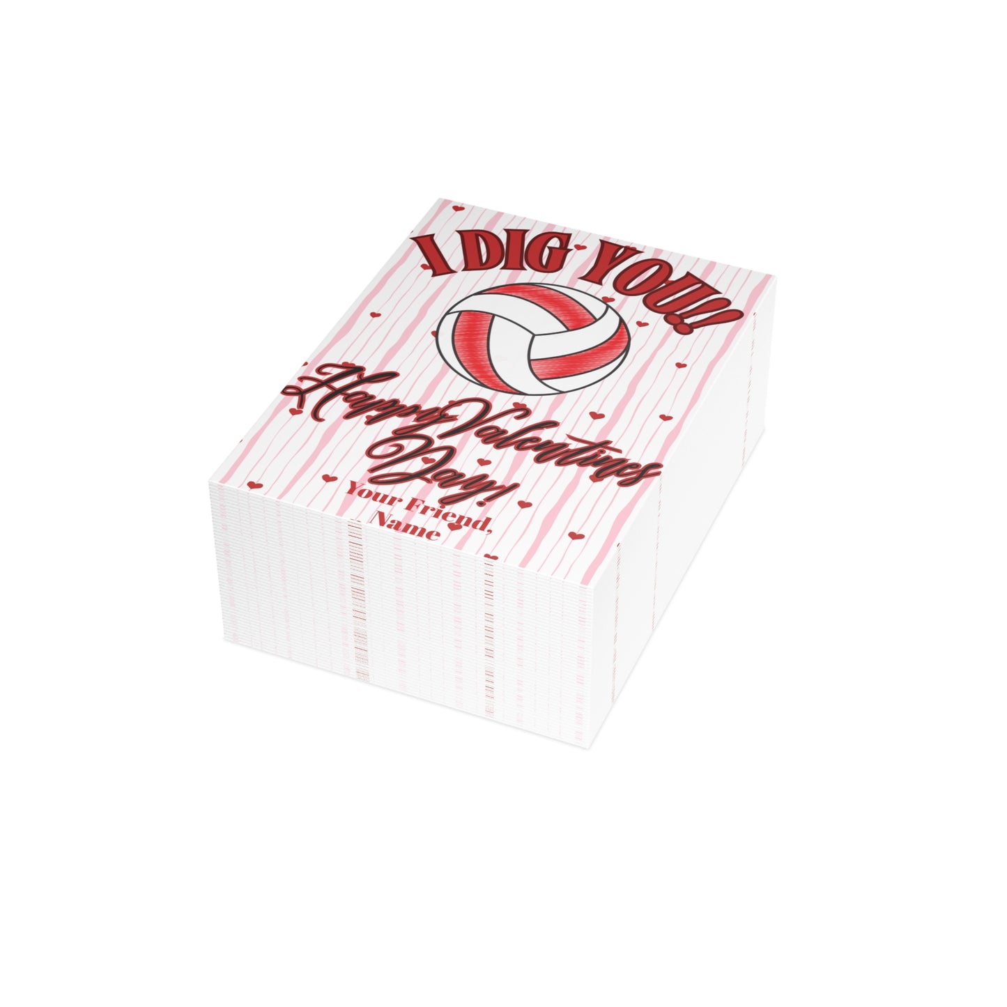 Volleyball Valentines Day Card Bundle- I Dig You- Volleyball Valentines (envelopes included)