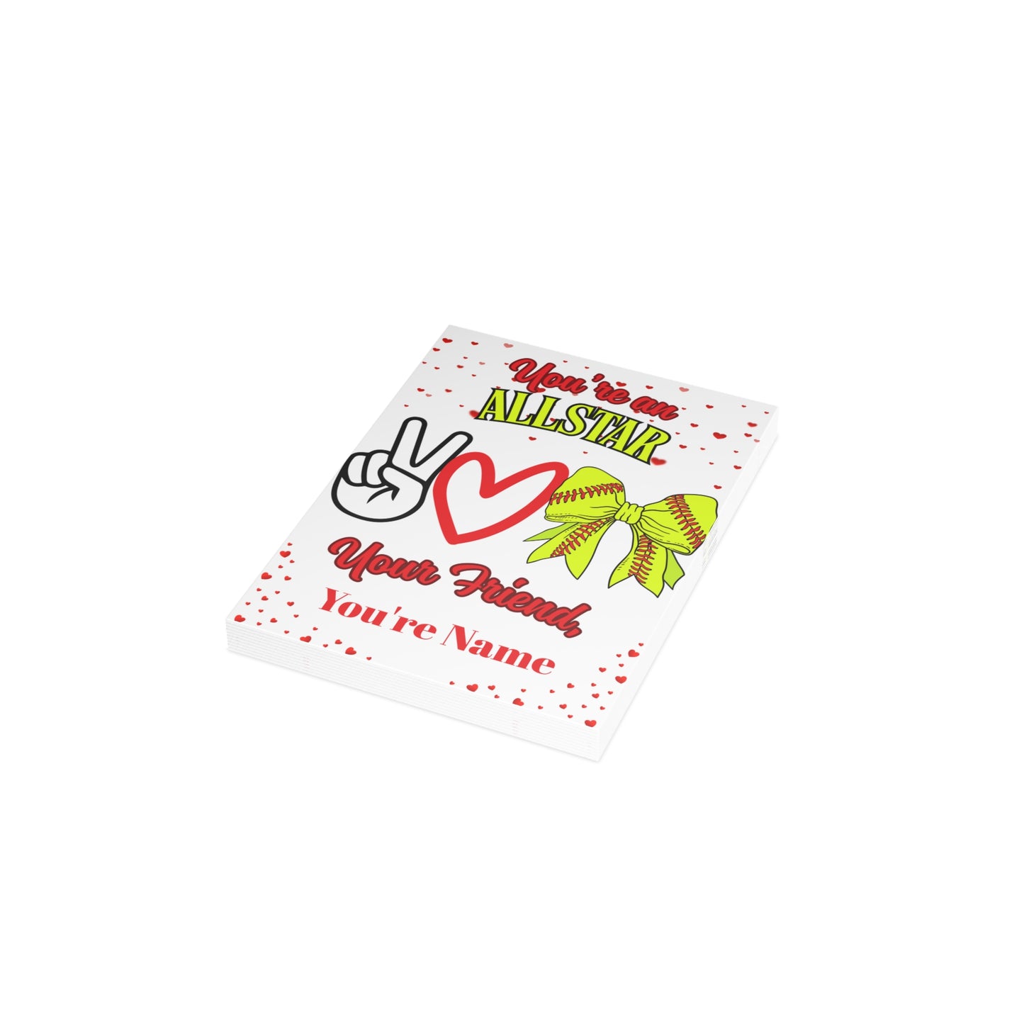 You’re an All-Star! Personalized Softball Valentine’s Day Cards- Postcard Bundles (envelopes included)