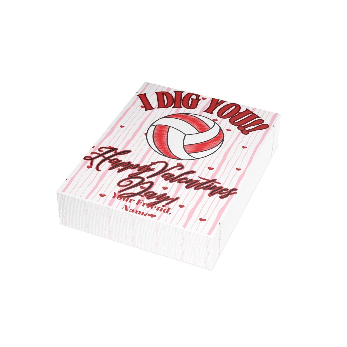 Volleyball Valentines Day Card Bundle- I Dig You- Volleyball Valentines (envelopes included)