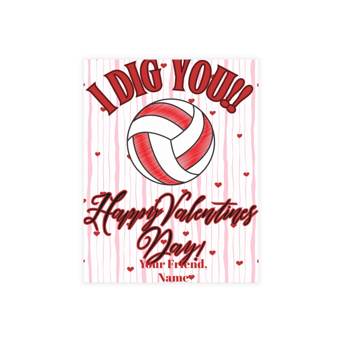 Volleyball Valentines Day Card Bundle- I Dig You- Volleyball Valentines (envelopes included)