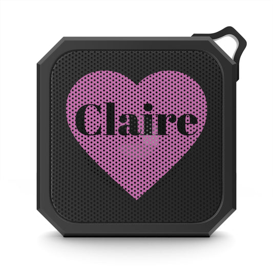 Personalized Bluetooth Speaker — Pink Heart Design with Name (Claire)