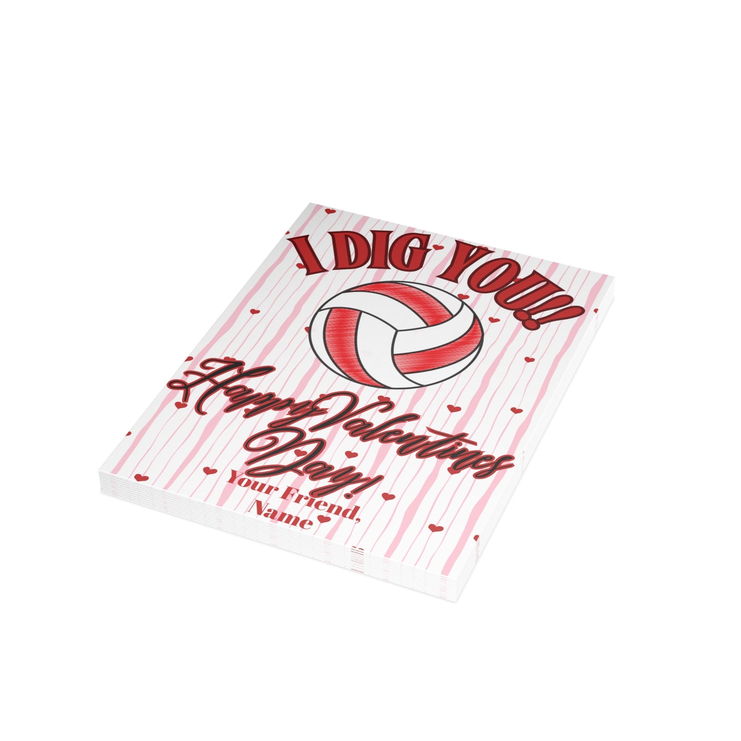 Volleyball Valentines Day Card Bundle- I Dig You- Volleyball Valentines (envelopes included)