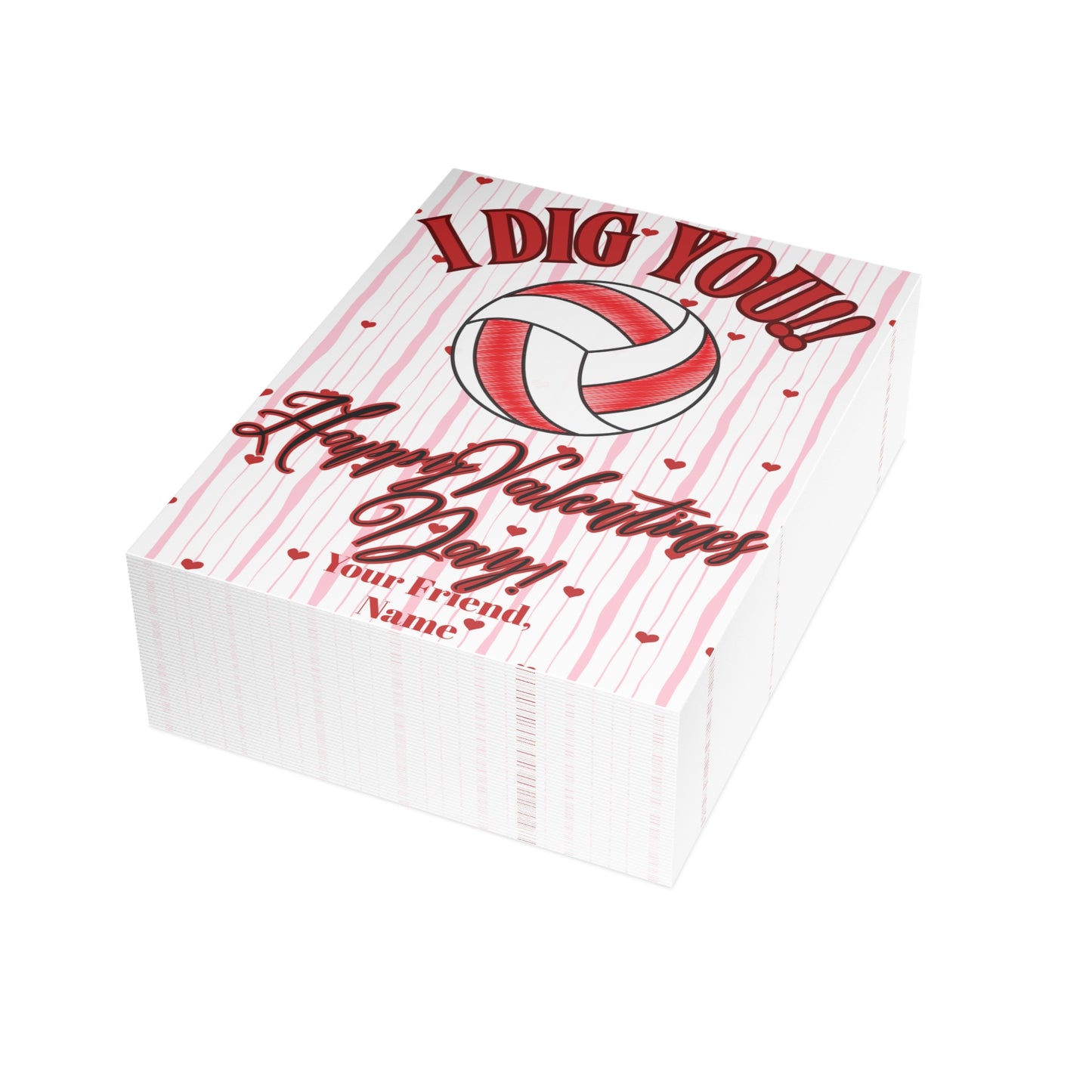 Volleyball Valentines Day Card Bundle- I Dig You- Volleyball Valentines (envelopes included)