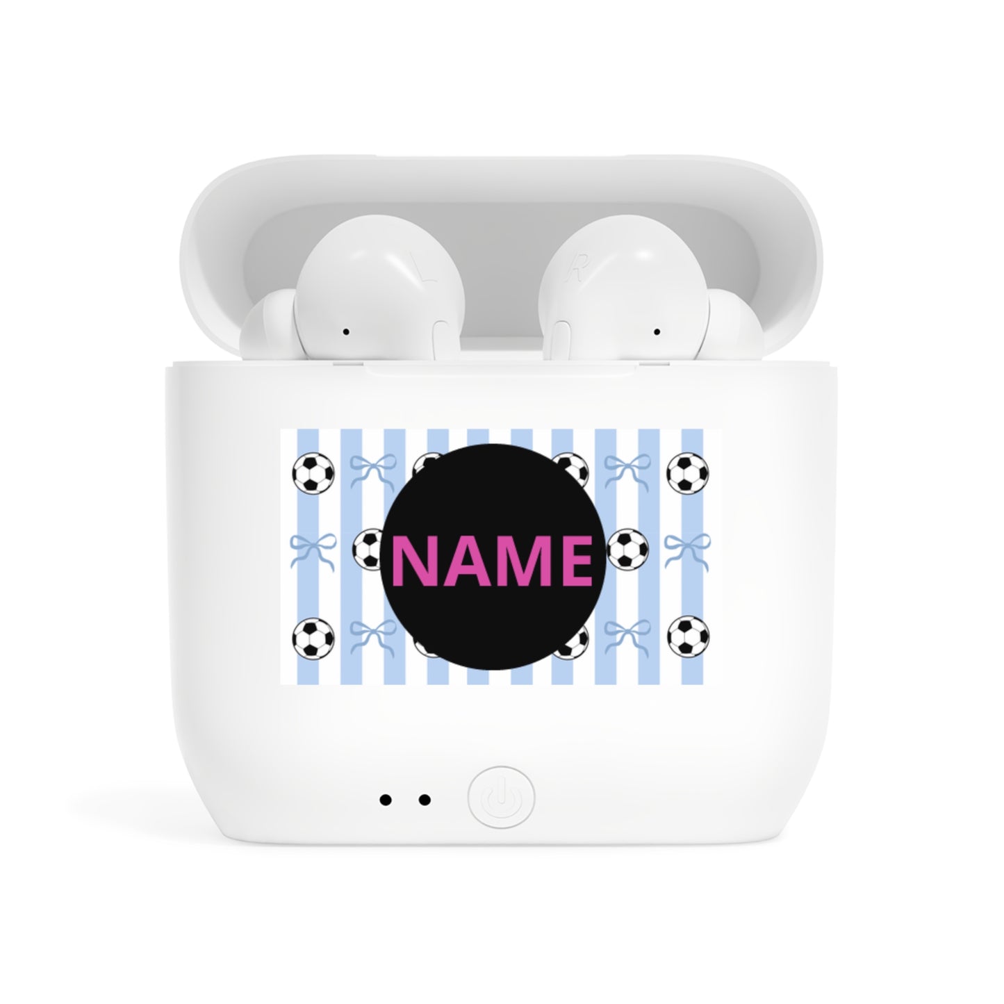 Goal Getter Pods Case- Personalized Soccer Pattern Wireless Earbuds Case — Custom Name