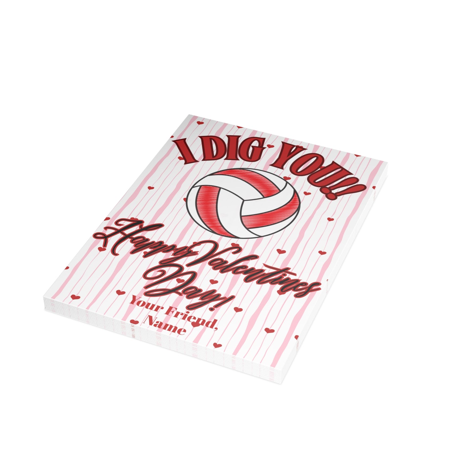 Volleyball Valentines Day Card Bundle- I Dig You- Volleyball Valentines (envelopes included)