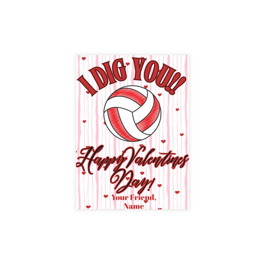 Volleyball Valentines Day Card Bundle- I Dig You- Volleyball Valentines (envelopes included)