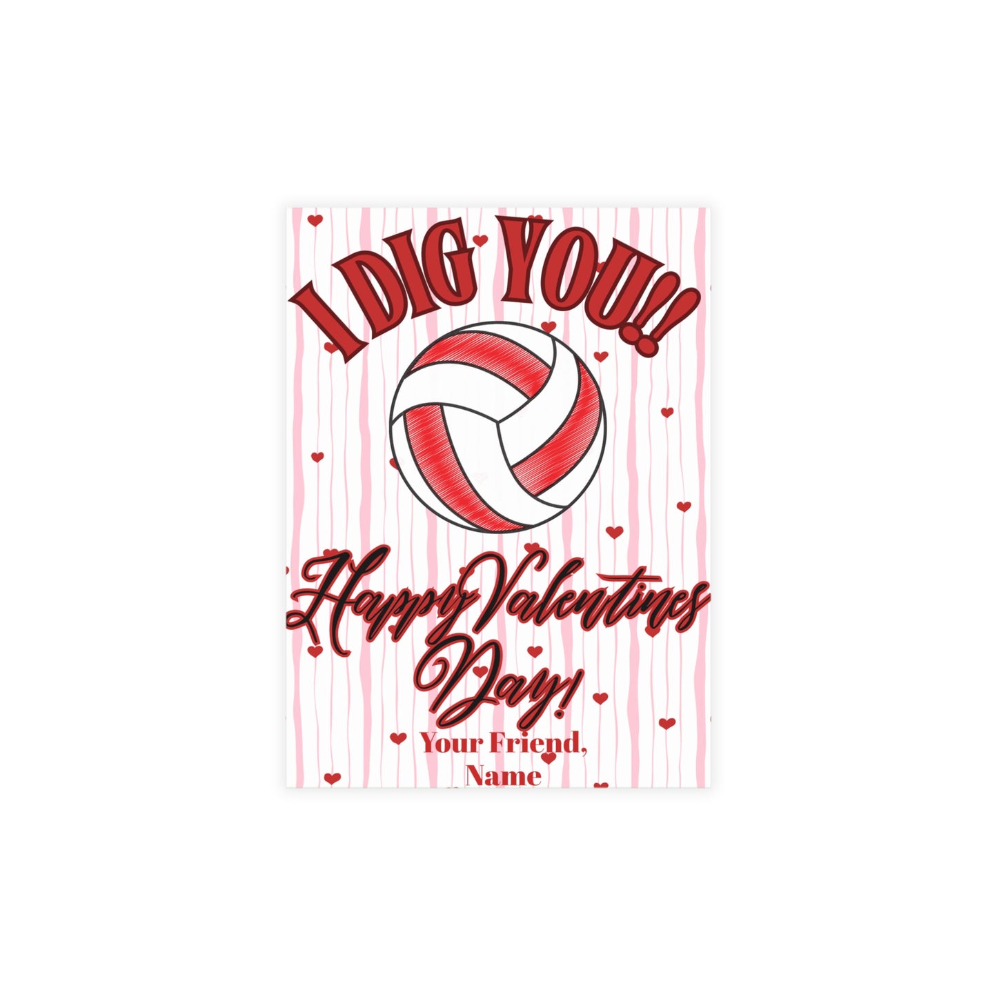 Volleyball Valentines Day Card Bundle- I Dig You- Volleyball Valentines (envelopes included)