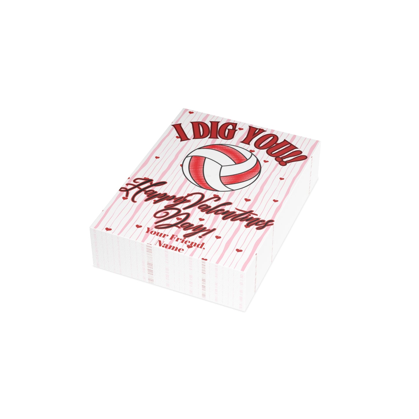 Volleyball Valentines Day Card Bundle- I Dig You- Volleyball Valentines (envelopes included)
