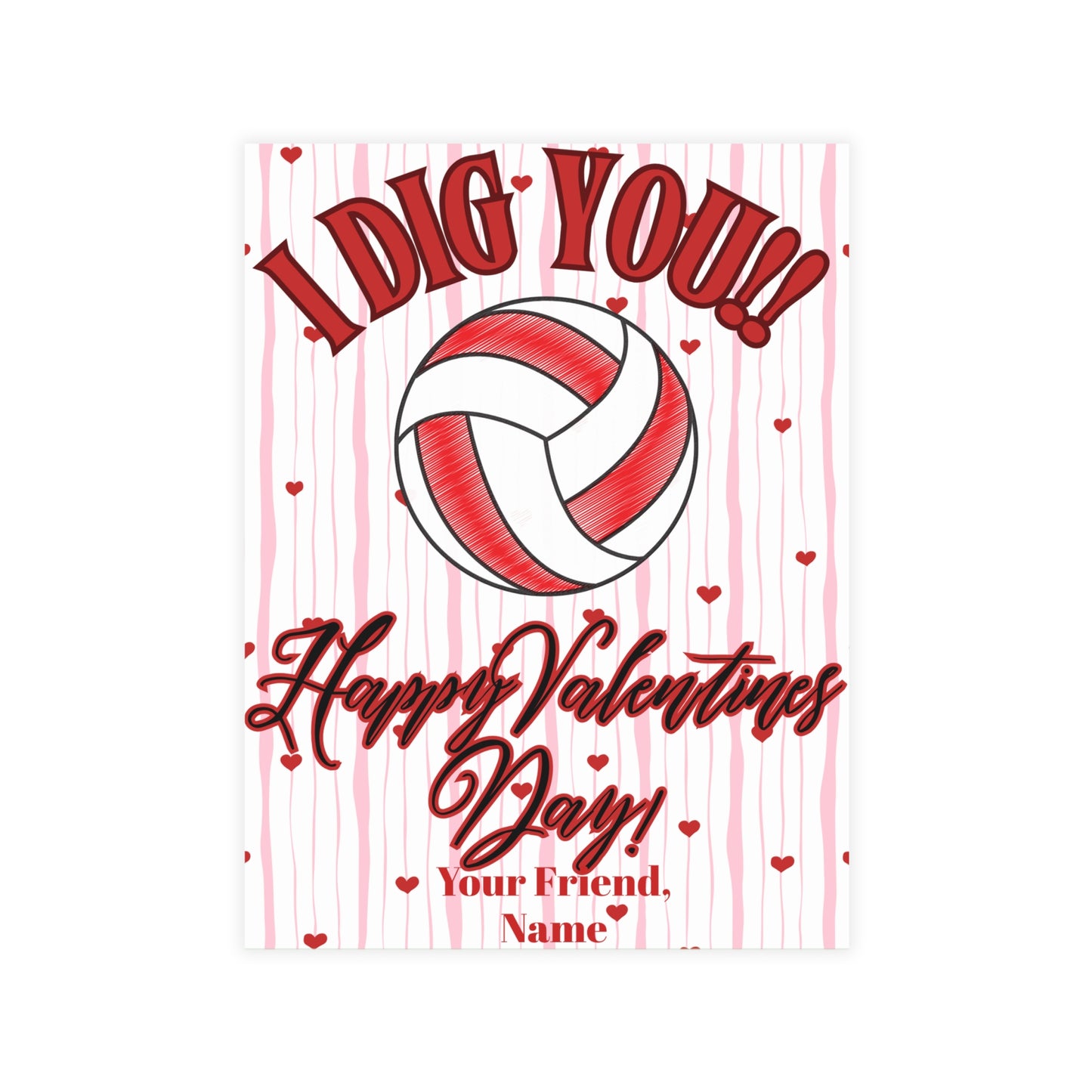 Volleyball Valentines Day Card Bundle- I Dig You- Volleyball Valentines (envelopes included)
