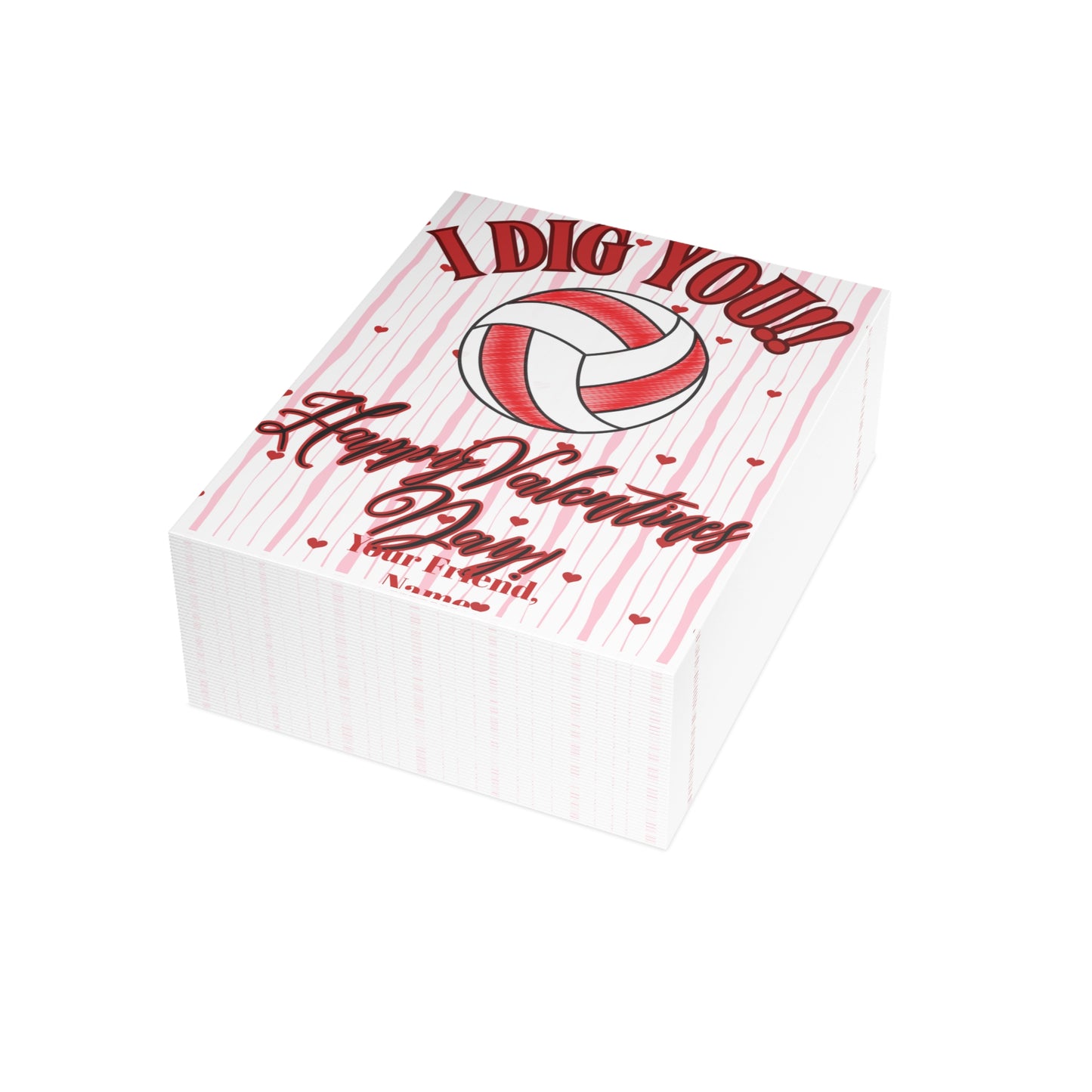 Volleyball Valentines Day Card Bundle- I Dig You- Volleyball Valentines (envelopes included)