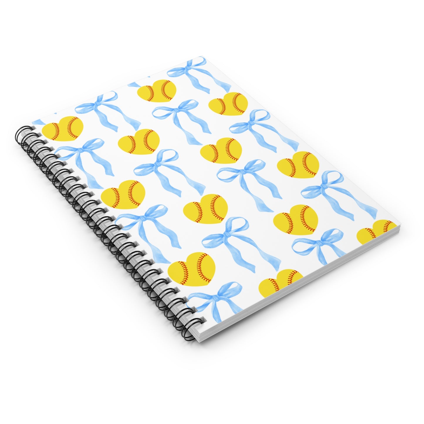 The Preppy Bow Softball Notebook — Cute Blue Bow Ruled Journal
